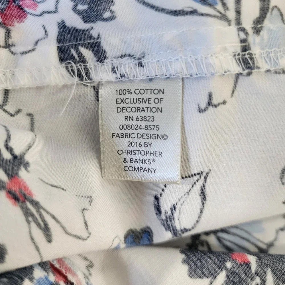 Christopher &‎ Banks Floral Print Button Down Long Sleeve Size Petite Medium